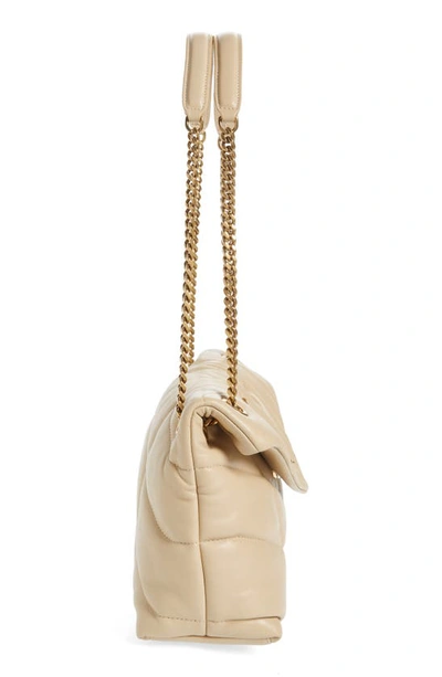 Shop Saint Laurent Small Loulou Leather Puffer Bag In Avorio