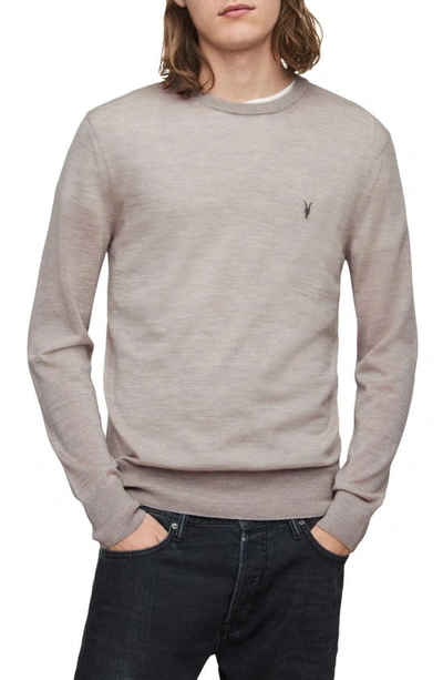 Shop Allsaints Mode Slim Fit Wool Sweater In Thistle Grey Marl