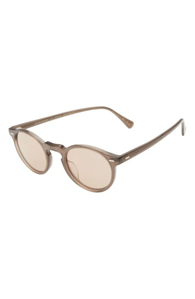 Shop Oliver Peoples Gregory Peck 47mm Polarized Round Sunglasses In Grey