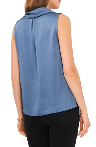 Shop Vince Camuto Hammered Satin Sleeveless Cowl Neck Top In 417 Dusty Blue