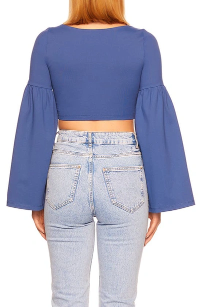 Susana Monaco Bell Sleeve Square Neck Crop Top In Night Sky