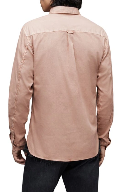 Shop Allsaints Hawthorne Slim Fit Stretch Cotton Button-up Shirt In Clay Pink