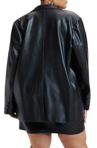 Shop Good American Better Than Leather Faux Leather Blazer In Black001