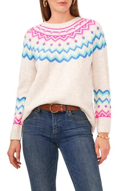 Vince Camuto Fair Isle Crewneck Sweater In Malted | ModeSens