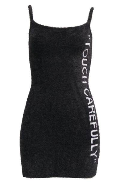 Off-white Off White Off White "touch Carefully" Mini Dress In Black White