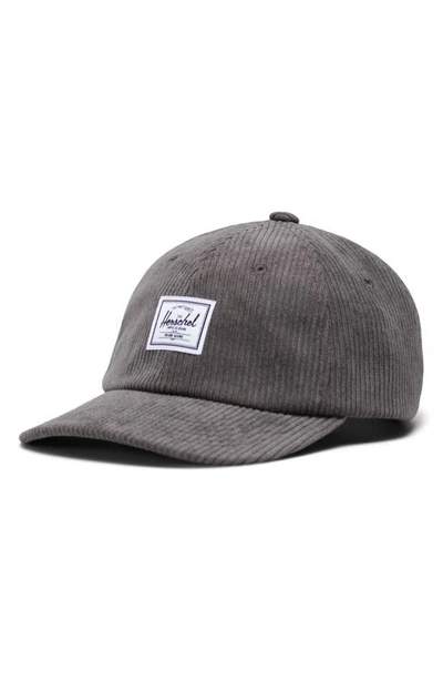 Shop Herschel Supply Co Sylas Corduroy Baseball Cap In Cool Grey