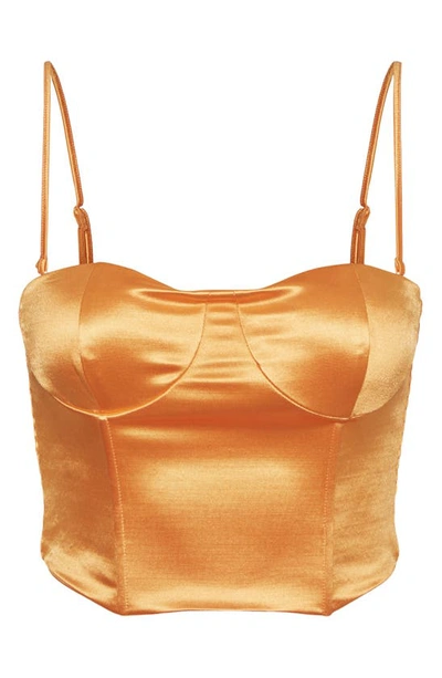 Shop Something New Heidi Satin Corset Tank In Turmeric