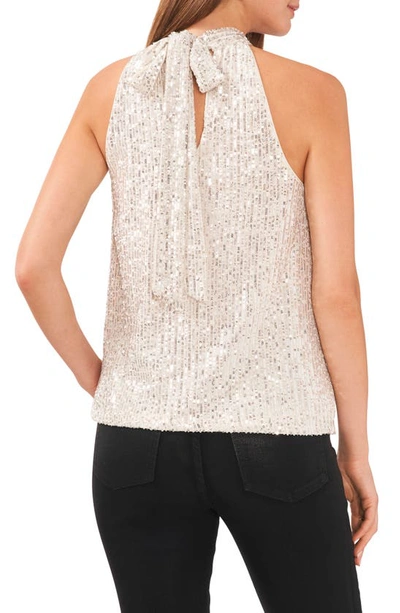 Shop Vince Camuto Sleeveless Mock Neck Sequin Top In Silver