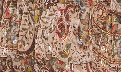 Vince Camuto Paisley Print Metallic Tiered Minidress In French Roast