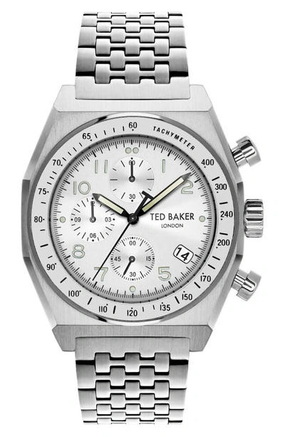 Shop Ted Baker Filey Chronograph Bracelet Watch, 43mm In Silver/ Silver/ Silver