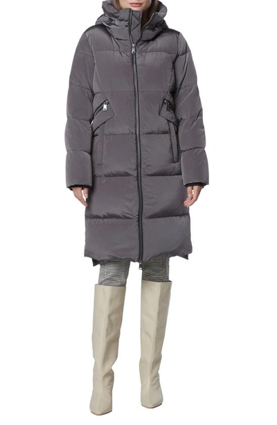 Andrew Marc Palma Shimmer Water Resistant Hooded Down Puffer Jacket In Pavement