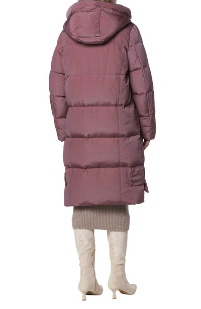 Andrew Marc Palma Shimmer Water Resistant Hooded Down Puffer Jacket In Rose Taupe