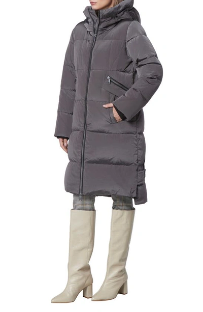 Andrew Marc Palma Shimmer Water Resistant Hooded Down Puffer Jacket In Pavement