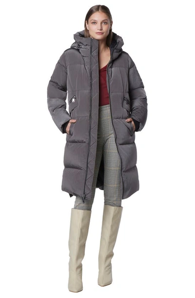 Andrew Marc Palma Shimmer Water Resistant Hooded Down Puffer Jacket In Pavement