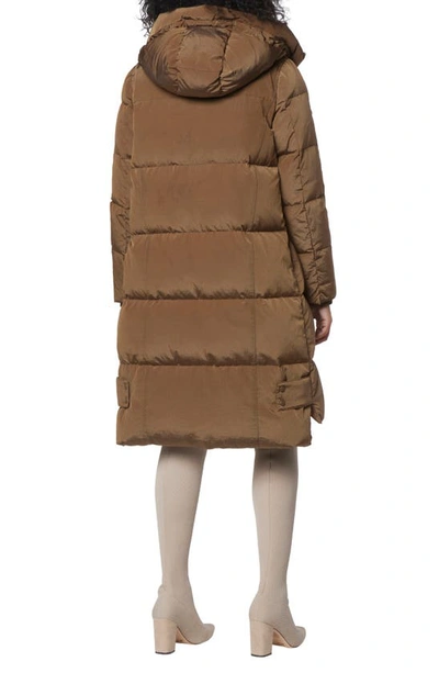 Andrew Marc Palma Shimmer Water Resistant Hooded Down Puffer Jacket In Sepia