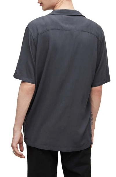 Shop Allsaints Venice Relaxed Fit Short Sleeve Button-up Camp Shirt In Pipe Grey