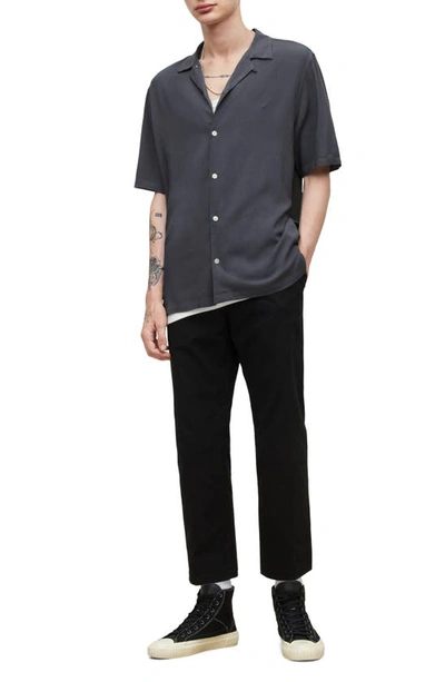 Shop Allsaints Venice Relaxed Fit Short Sleeve Button-up Camp Shirt In Pipe Grey
