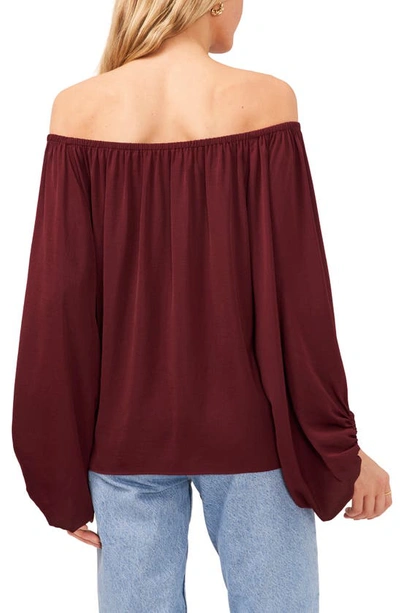 Shop Vince Camuto Tie Hem Off The Shoulder Top In Dp Cranberry