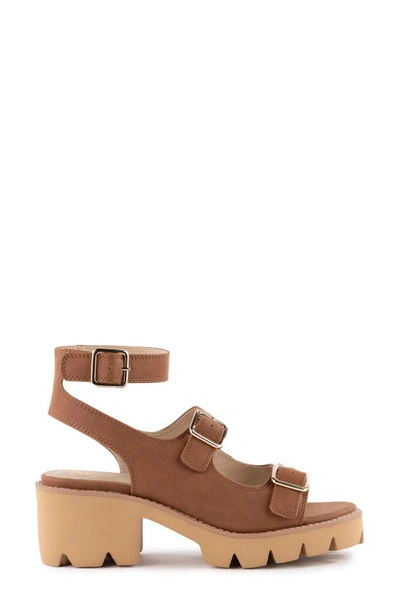 Shop Bc Footwear On The Prowl Strappy Wedge Sandal In Cognac