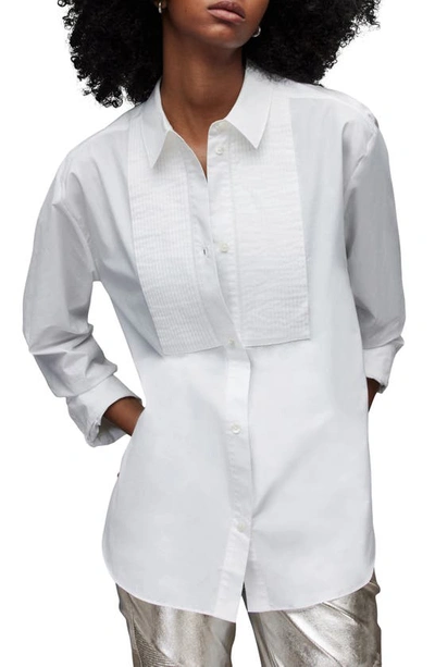 Shop Allsaints Avril Oversize Pintuck Pleat Cotton Shirt In White