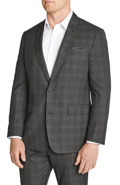 Shop Johnny Bigg Milan 2b Plaid Suit Jacket In Charcoal