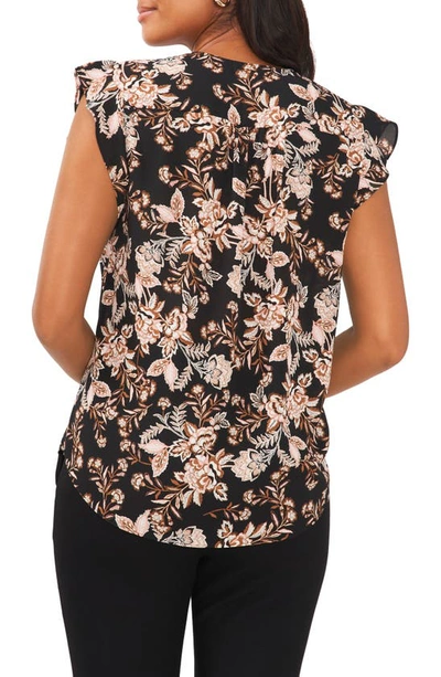 Chaus Flutter Sleeve Blouse In Black/ Multi