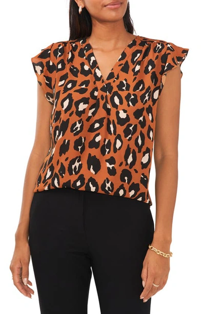 Shop Chaus Flutter Sleeve Blouse In Glazed Ginger