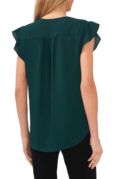 Chaus Flutter Sleeve Blouse In Jasper Green
