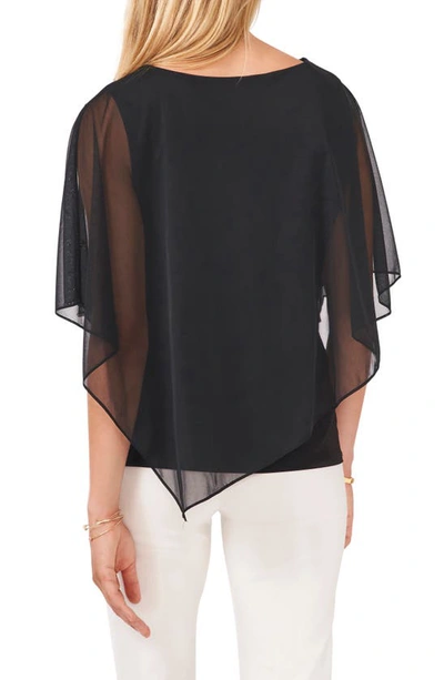 Chaus Beaded Overlay Jersey Top In Black
