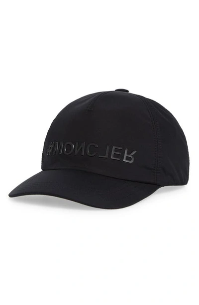 Shop Moncler Reverse Logo Baseball Cap In Black