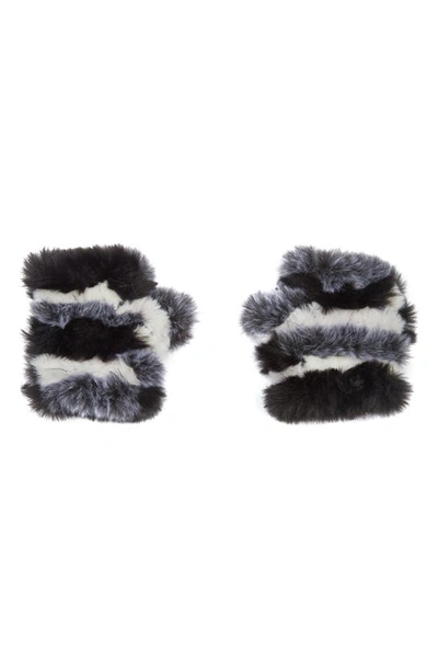 Shop Jocelyn Faux Fur Fingerless Mittens In Black/ White Multi