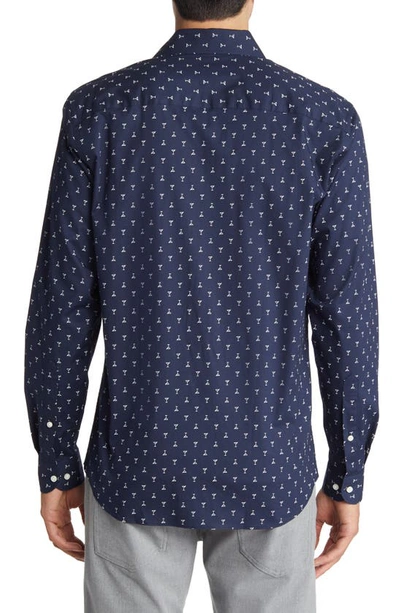 Shop Alton Lane Dylan Lifestyle Stretch Cotton Button-up Shirt In Navy Mini Martini