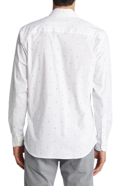 Shop Alton Lane Dylan Lifestyle Stretch Cotton Button-up Shirt In White Mini Cactus