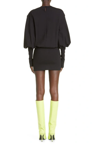 Shop Attico Karlie Long Sleeve Drop Waist Jersey Minidress In Black