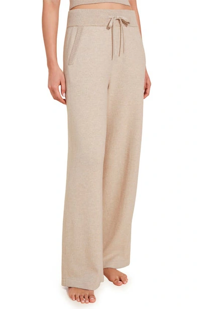 Shop Eberjey Wide Leg Lounge Sweater Pants In Oat