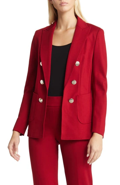 Anne Klein Womens Three Button Business Double-breasted Blazer In Titan Red