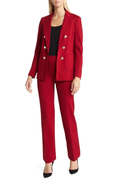 Shop Anne Klein Faux Double Breasted Jacket In Titan Red