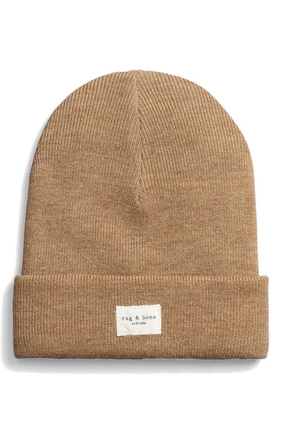 Rag & Bone Icons Addison Wool Blend Beanie In Camel