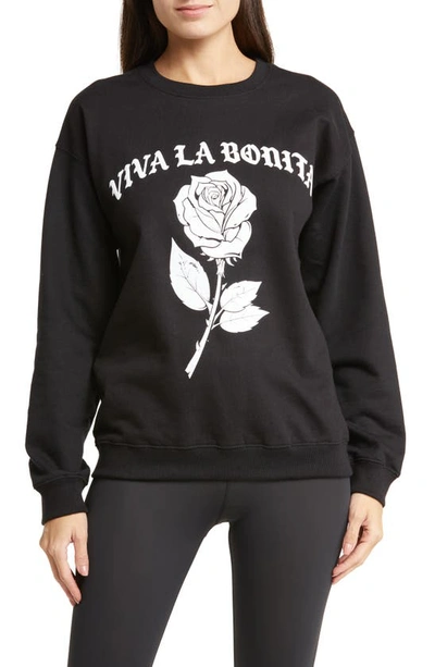 Shop Viva La Bonita She Grows Cotton Sweatshirt In Black