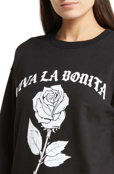 Shop Viva La Bonita She Grows Cotton Sweatshirt In Black