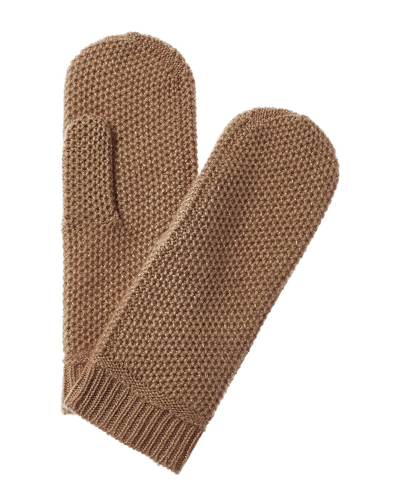 Shop Sofiacashmere Honeycomb Lurex Cashmere Mittens In Brown