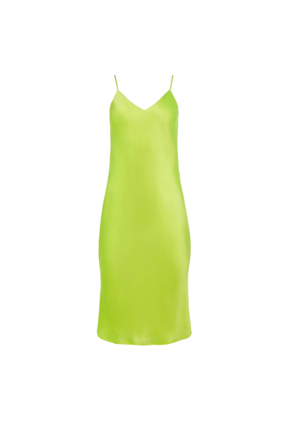 Shop L Agence Jodie V-neck Slip Dress In Chartreuse In Green