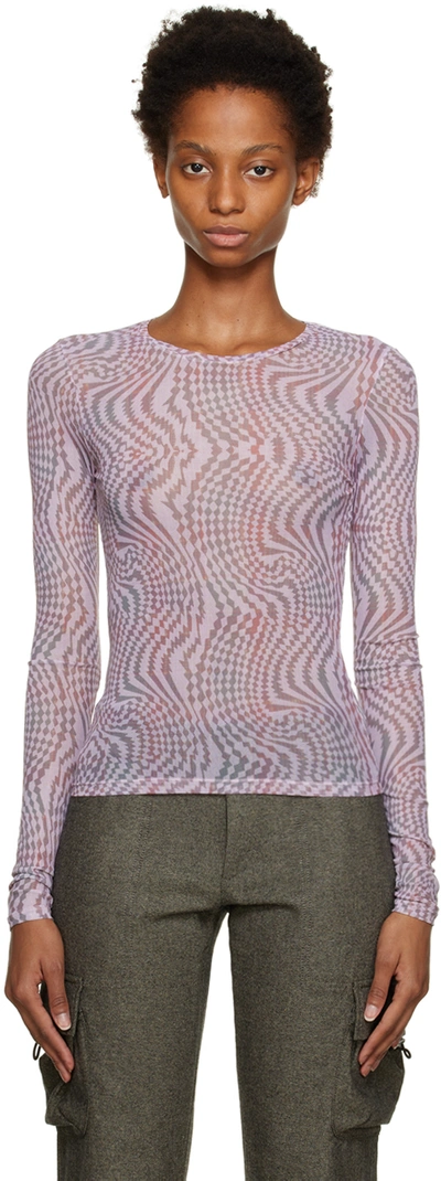 Shop Our Legacy Pink Super Slim Long Sleeve T-shirt In Hypnosis Tartan Prin