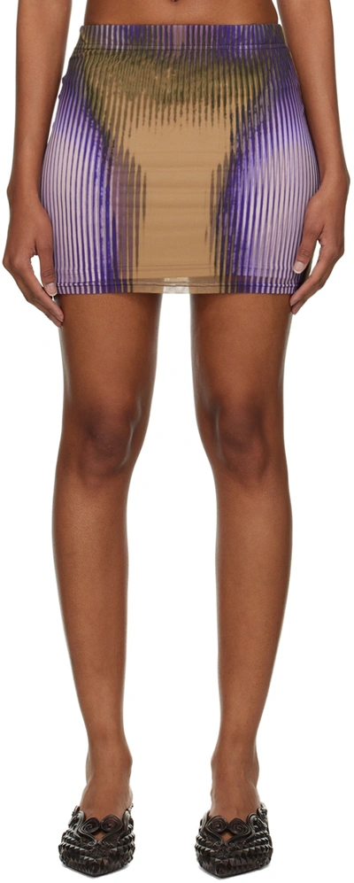 Shop Y/project Tan Jean Paul Gaultier Edition Miniskirt In Purple/beige