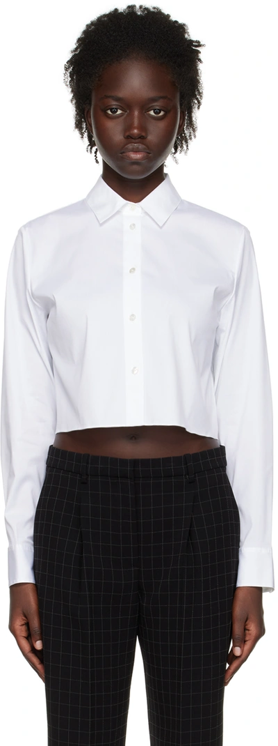 Shop Theory White Cropped Shirt In 100 White