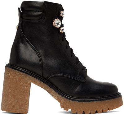Shop Sophia Webster Black Zadie Ankle Boot In Black Leather & Natu