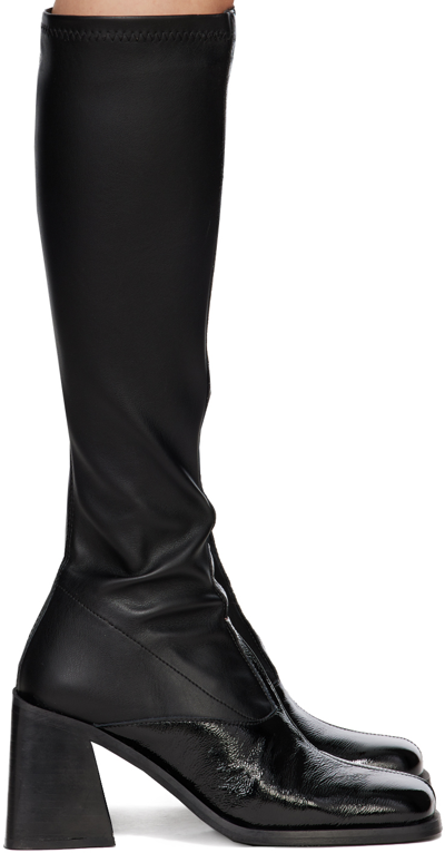 Shop Justine Clenquet Ssense Exclusive Black Eddie Tall Boots In Black Patent