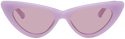 Shop Attico Purple Linda Farrow Edition Dora Sunglasses In Pink/yellow Gold/pin