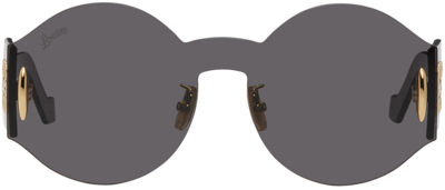 Shop Loewe Black Mask Sunglasses In 01a Shiny Black / S