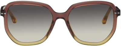 Shop Isabel Marant Round Brown Sunglasses In 0gln Brown Yellow